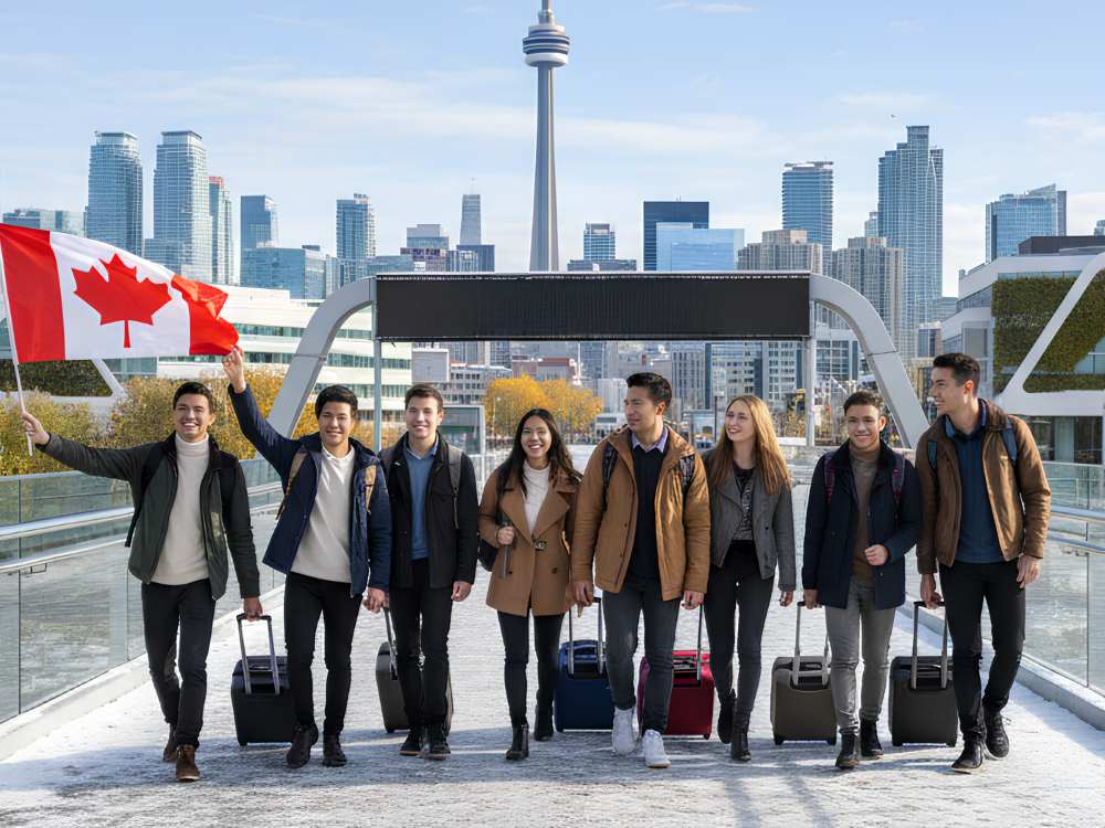 A group of students in Canada for study purposes